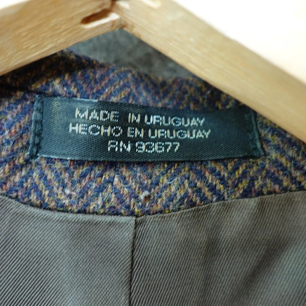 1970s Vintage Herringbone Tweed Sports Coat Men 44 Long Brown Wool Fall Speckled
